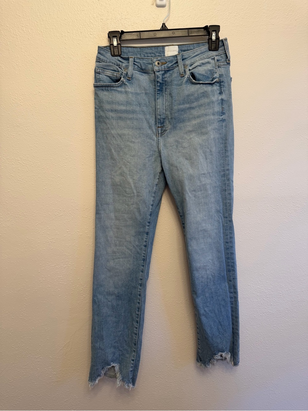 Jonathan Simkhai Ankle Length Distressed Raw Hem High Waist Jeans